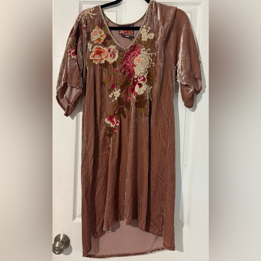 NWT JOHNNY WAS EMBROIDERED VELVET KIMONO DRESS - Picture 2 of 6